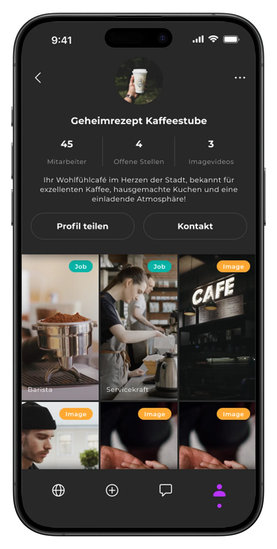 Daddel App Arbeitgeber Profil